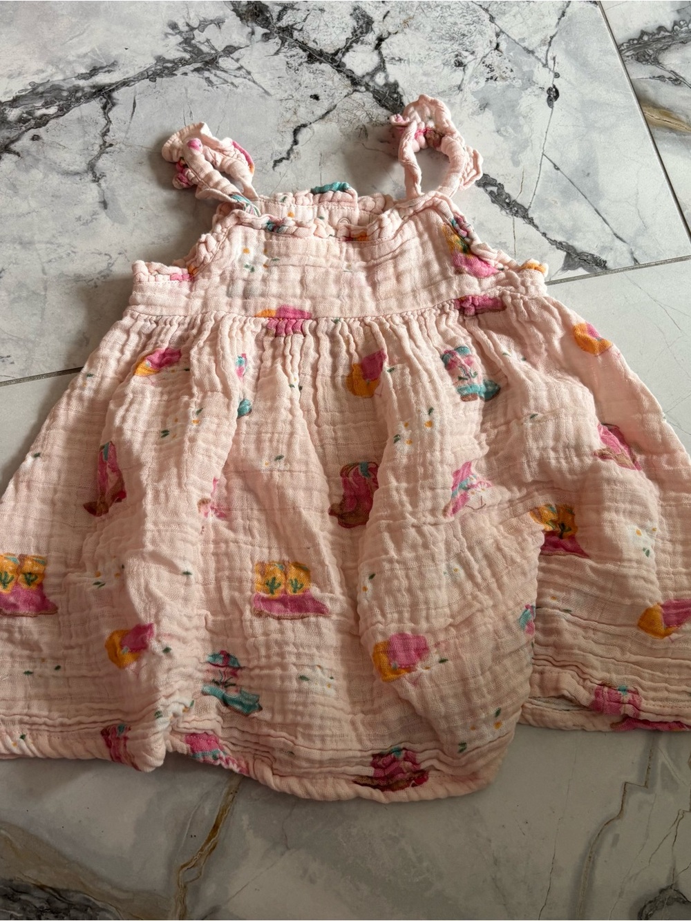Pink Floral Muslin Sundress for Girls - Lightweight Casual Dress